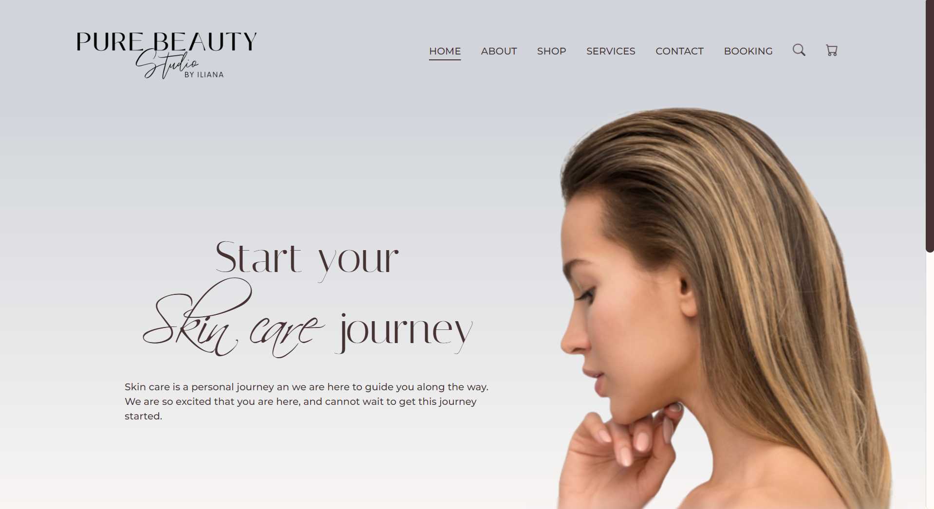 Screenshot of Pure Beauty Studio website